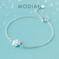 Modian 100% 925 Sterling Silver Frosted Snowflake Simple For Women Chain Link Bracelet Adjustable Sterling Silver Jewelry