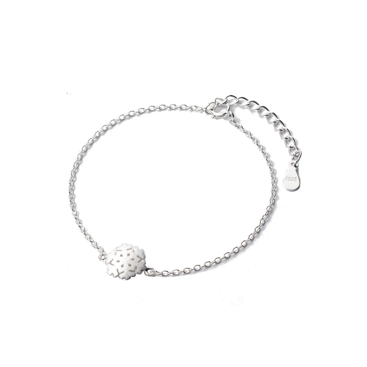 Modian 100% 925 Sterling Silver Frosted Snowflake Simple For Women Chain Link Bracelet Adjustable Sterling Silver Jewelry